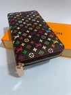 Product Title: Black Multicolor Monogram Zip-Around Long Wallet Clutch for Women