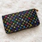 Product Title: Black Multicolor Monogram Zip-Around Long Wallet Clutch for Women