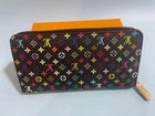 Product Title: Black Multicolor Monogram Zip-Around Long Wallet Clutch for Women