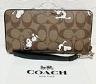 COACH x PEANUTS Snoopy & Woodstock Long Zip Wallet – Brown Multi Signature Canvas