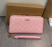 Coach Long Zip Around Wallet in Signature Canvas with Box – 12 Colors Available