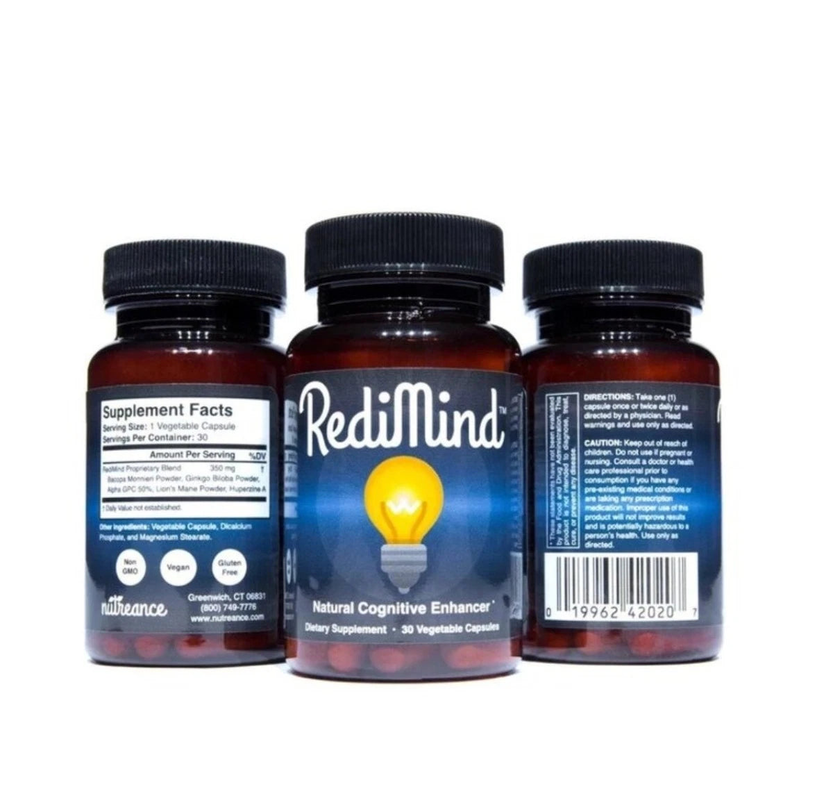 Product Title: RediMind Brain Supplement 30 Vegetable Capsules – Cognitive Support Formula